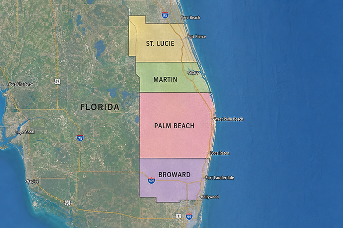 South Florida service area map